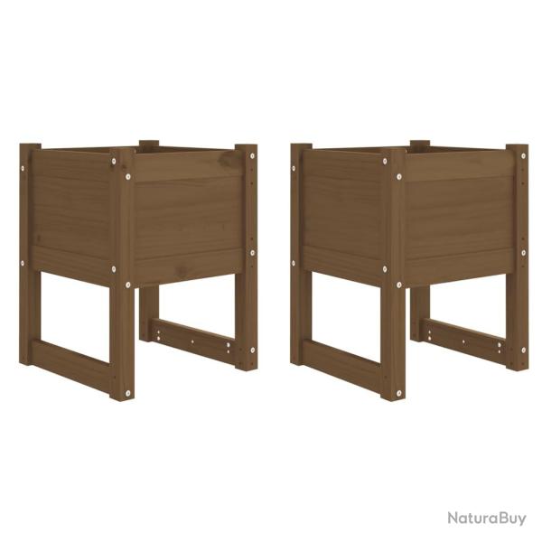 Jardini�re bac lit sur�lev� plantes fleurs jardin terrasses lot de 2 40 x 40 x 52,5 cm bois massif