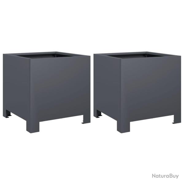 Jardini�re bac lit sur�lev� plantes fleurs jardin terrasses lot de 2 30 x 30 x 30 cm acier anthraci