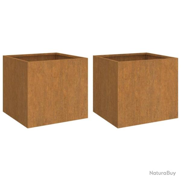 Jardini�re bac lit sur�lev� plantes fleurs jardin terrasses lot de 2 32 x 30 x 29 cm acier corten m