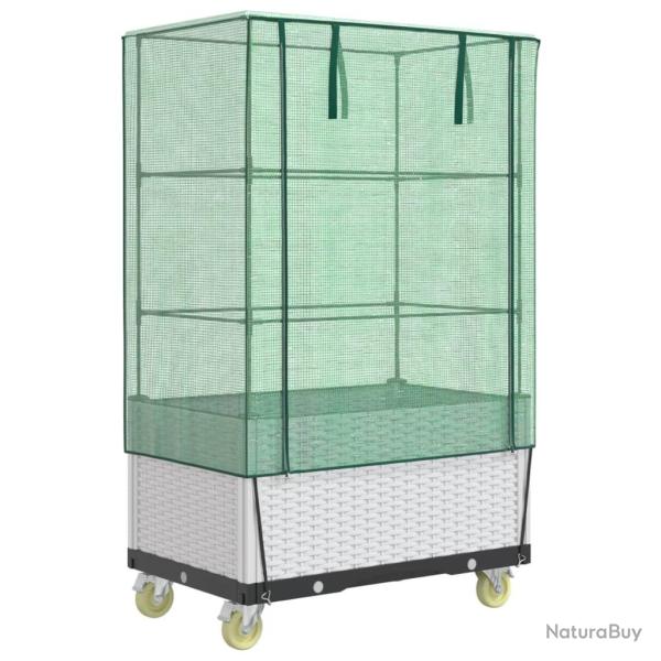 Jardini�re bac lit sur�lev� plantes fleurs terrasse jardin sur�lev�e avec housse et roues aspect ro