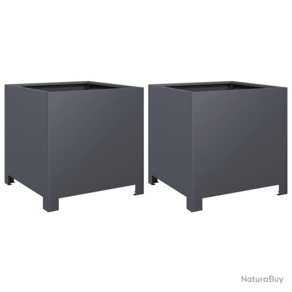 Jardini�re bac lit sur�lev� plantes fleurs jardin terrasses lot de 2 40 x 40 x 40 cm acier anthraci
