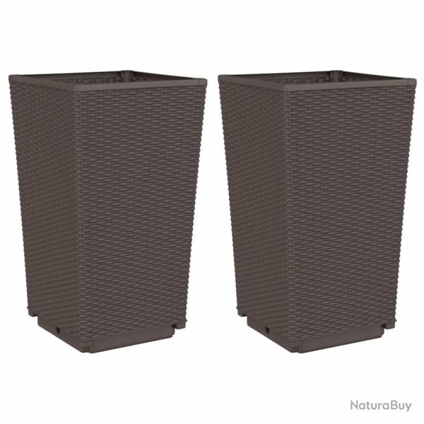 Jardini�re bac lit sur�lev� plantes fleurs jardin terrasses lot de 2 32,5 x 32,5 x 57 cm polypropyl