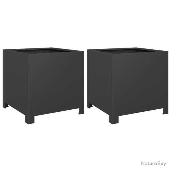 Jardini�re bac lit sur�lev� plantes fleurs jardin terrasses lot de 2 40 x 40 x 40 cm acier noir 02_