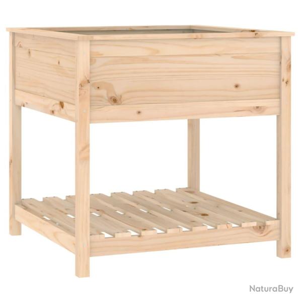 Jardini�re bac lit sur�lev� plantes fleurs terrasse jardin avec �tag�re 82,5 x 82,5 x 81 cm bois ma