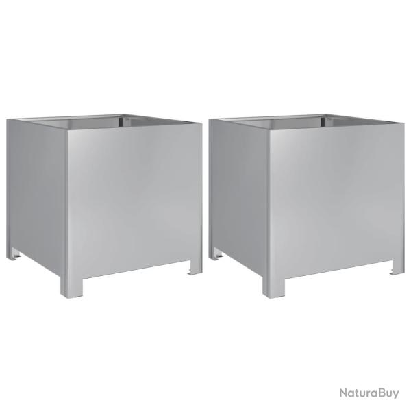 Jardini�re bac lit sur�lev� plantes fleurs jardin terrasses lot de 2 40 x 40 x 40 cm acier galvanis