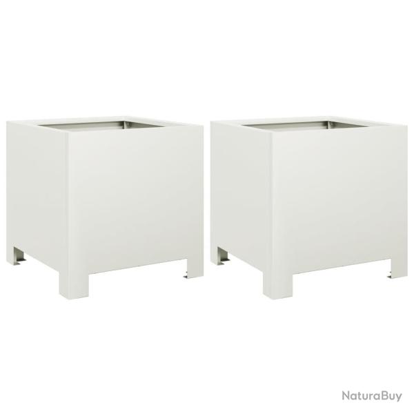 Jardini�re bac lit sur�lev� plantes fleurs jardin terrasses lot de 2 30 x 30 x 30 cm acier blanc 02
