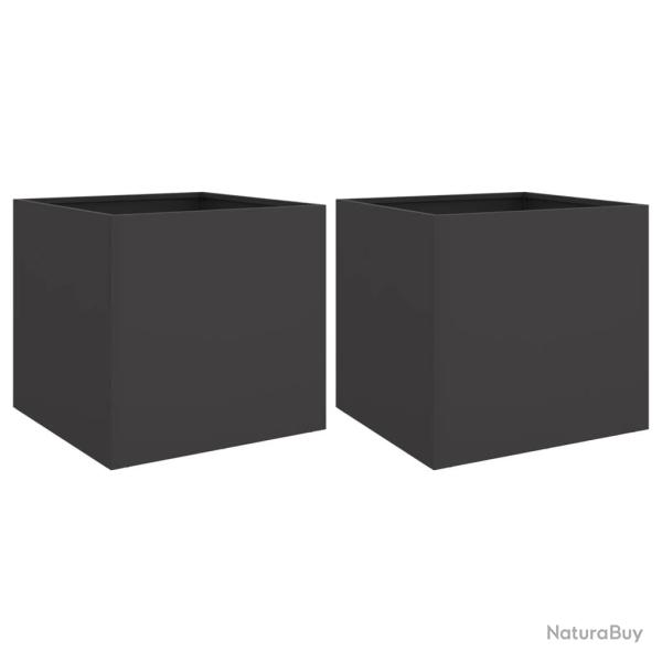 Jardini�re bac lit sur�lev� plantes fleurs jardin terrasses lot de 2 42 x 40 x 39 cm acier noir 02_