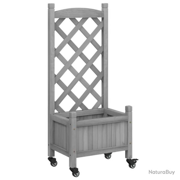 Jardini�re bac lit sur�lev� plantes fleurs terrasse jardin avec treillis et roues bois massif de sa