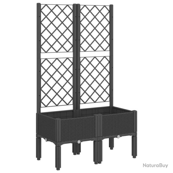 Jardini�re bac lit sur�lev� plantes fleurs terrasse jardin avec treillis 80 x 40 x 142 cm PP noir 0