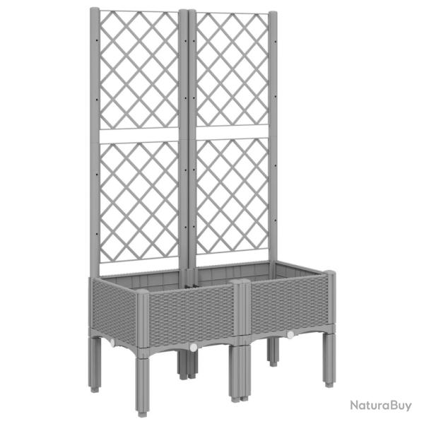 Jardini�re bac lit sur�lev� plantes fleurs terrasse jardin avec treillis clair 80 x 40 x 142 cm PP