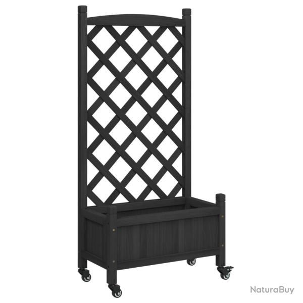 Jardini�re bac lit sur�lev� plantes fleurs terrasse jardin avec treillis et roues bois massif de sa