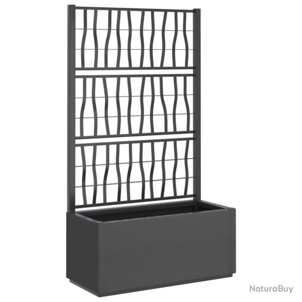 Jardini�re bac lit sur�lev� plantes fleurs terrasse jardin avec treillis fonc� 80 x 36 x 140 cm PP