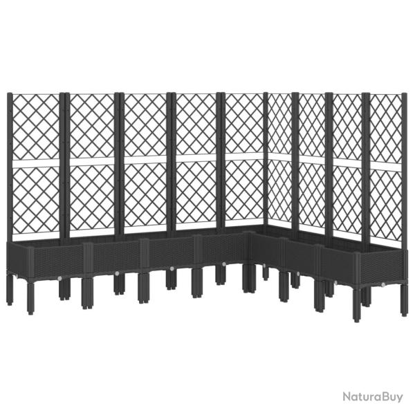 Jardini�re bac lit sur�lev� plantes fleurs terrasse jardin avec treillis 200 x 160 x 142 cm PP noir