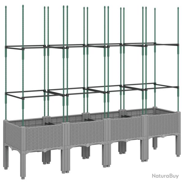 Jardini�re bac lit sur�lev� plantes fleurs terrasse jardin avec treillis clair 160 x 40 x 142,5 cm