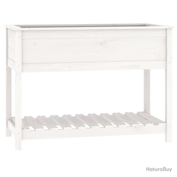 Jardini�re bac lit sur�lev� plantes fleurs terrasse jardin avec �tag�re 111,5 x 54 x 81 cm bois mas