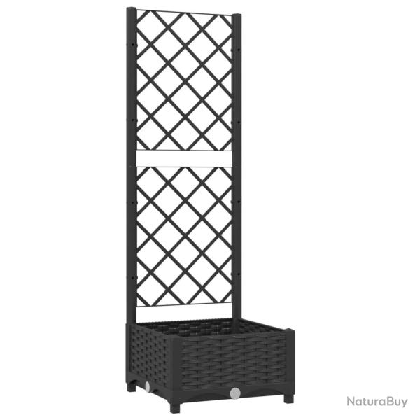 Jardini�re bac lit sur�lev� plantes fleurs terrasse jardin avec treillis 40 x 40 x 121,5 cm PP noir