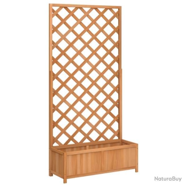 Jardini�re bac lit sur�lev� plantes fleurs terrasse jardin avec treillis bois massif de sapin marro