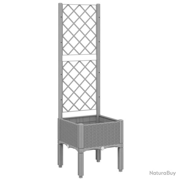 Jardini�re bac lit sur�lev� plantes fleurs terrasse jardin avec treillis clair 40 x 40 x 142 cm PP