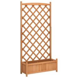 Jardini&egrave;re bac lit sur&eacute;lev&eacute; plantes fleurs terrasse jardin avec treillis bois massif de sapin marro
