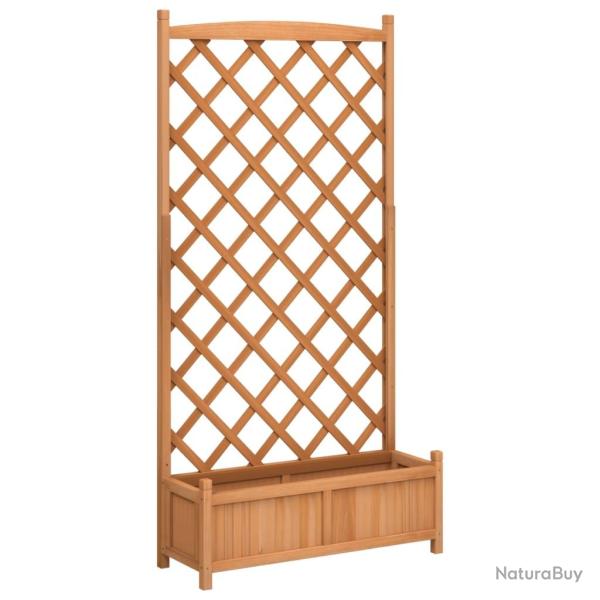 Jardini�re bac lit sur�lev� plantes fleurs terrasse jardin avec treillis bois massif de sapin marro
