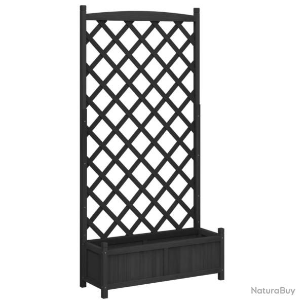 Jardini�re bac lit sur�lev� plantes fleurs terrasse jardin avec treillis bois massif de sapin noir
