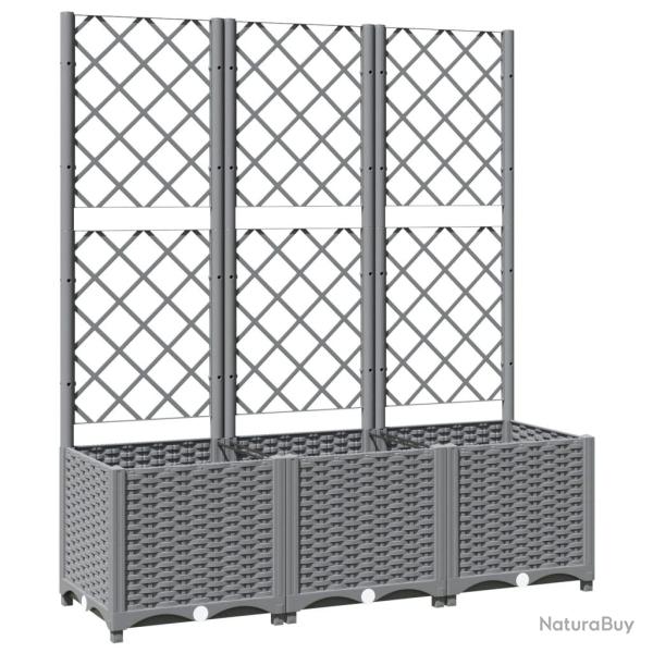 Jardini�re bac lit sur�lev� plantes fleurs terrasse jardin avec treillis clair 120 x 40 x 136 cm PP