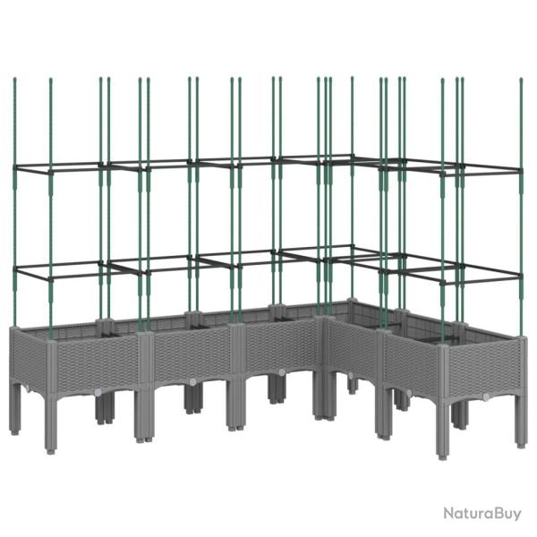 Jardini�re bac lit sur�lev� plantes fleurs terrasse jardin avec treillis clair 160 x 120 x 142,5 cm