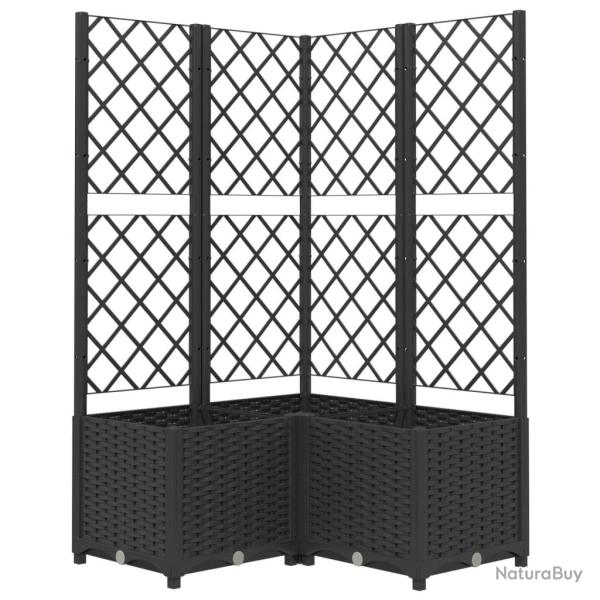 Jardini�re bac lit sur�lev� plantes fleurs terrasse jardin avec treillis 80 x 80 x 136 cm PP noir 0