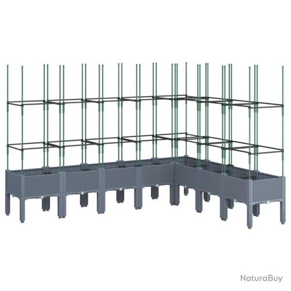 Jardini�re bac lit sur�lev� plantes fleurs terrasse jardin avec treillis 200 x 160 x 142,5 cm PP gr