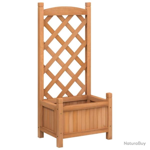 Jardini�re bac lit sur�lev� plantes fleurs terrasse jardin avec treillis bois massif de sapin marro