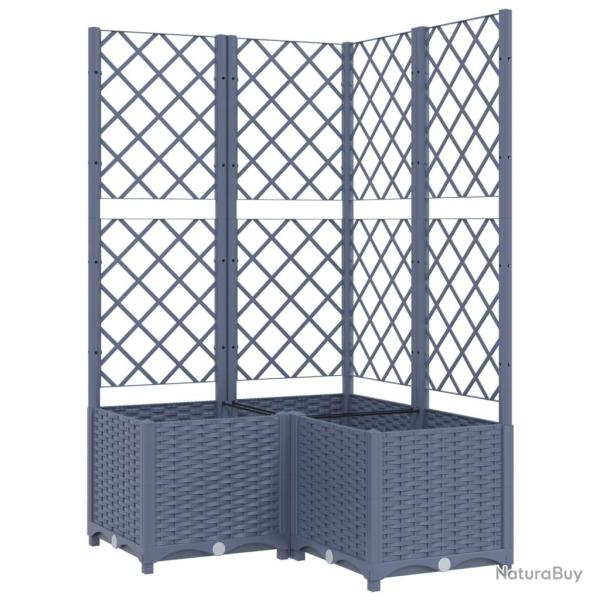Jardini�re bac lit sur�lev� plantes fleurs terrasse jardin avec treillis 80 x 80 x 136 cm PP gris 0