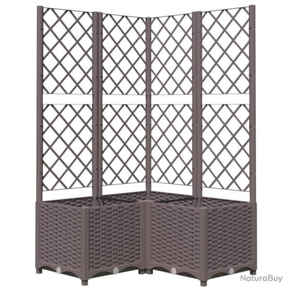 Jardini�re bac lit sur�lev� plantes fleurs terrasse jardin avec treillis 80 x 80 x 136 cm PP marron