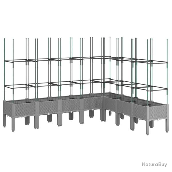 Jardini�re bac lit sur�lev� plantes fleurs terrasse jardin avec treillis clair 200 x 160 x 142,5 cm