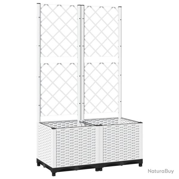 Jardini�re bac lit sur�lev� plantes fleurs terrasse jardin avec treillis 80 x 40 x 136 cm PP blanc