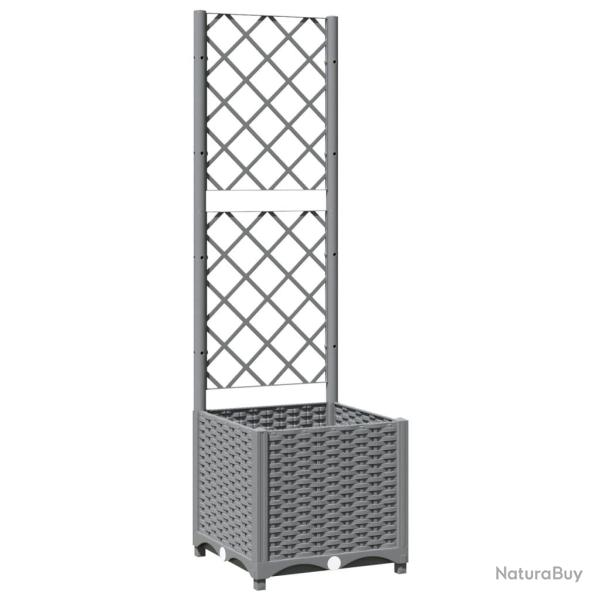 Jardini�re bac lit sur�lev� plantes fleurs terrasse jardin avec treillis clair 40 x 40 x 136 cm PP