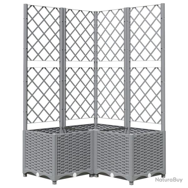 Jardini�re bac lit sur�lev� plantes fleurs terrasse jardin avec treillis clair 80 x 80 x 136 cm PP
