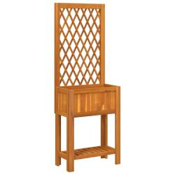 Jardini&egrave;re bac lit sur&eacute;lev&eacute; plantes fleurs terrasse jardin avec treillis et &eacute;tag&egrave;re bois massif d'a