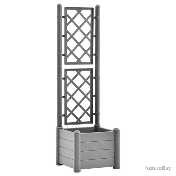 Jardini�re bac lit sur�lev� plantes fleurs terrasse jardin avec treillis 43 x 43 x 142 cm PP pierre