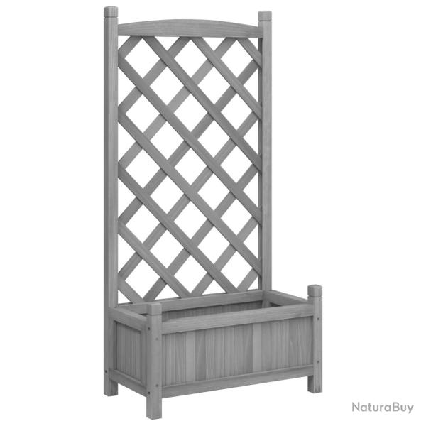 Jardini�re bac lit sur�lev� plantes fleurs terrasse jardin avec treillis bois massif de sapin gris