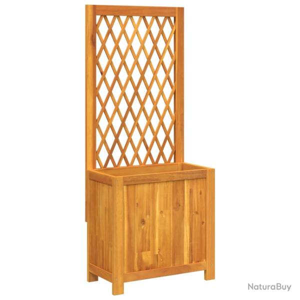 Jardini�re bac lit sur�lev� plantes fleurs terrasse jardin avec treillis 55 x 29,5 x 132 cm bois ma