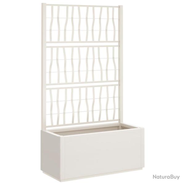 Jardini�re bac lit sur�lev� plantes fleurs terrasse jardin avec treillis 80 x 36 x 140 cm PP blanc
