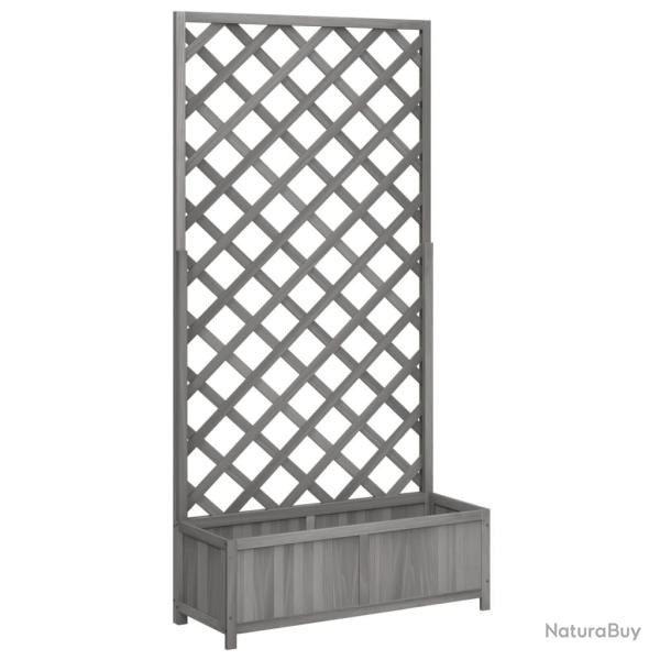 Jardini�re bac lit sur�lev� plantes fleurs terrasse jardin avec treillis bois massif de sapin gris