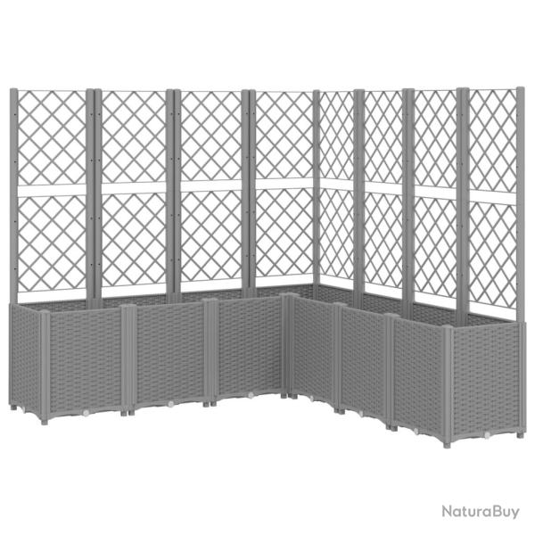 Jardini�re bac lit sur�lev� plantes fleurs terrasse jardin avec treillis clair 160 x 160 x 140 cm P