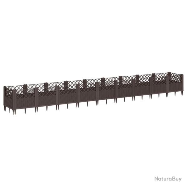 Jardini�re bac lit sur�lev� plantes fleurs terrasse jardin avec piquets 363,5 x 43,5 x 43,5 cm PP m