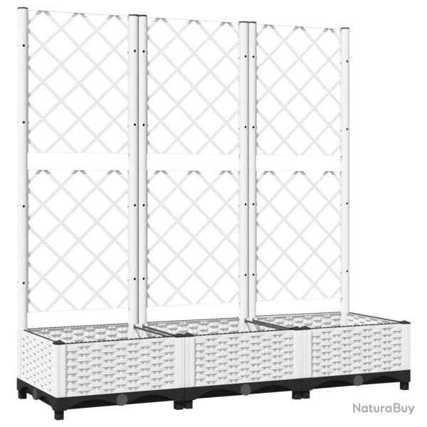 Jardini�re bac lit sur�lev� plantes fleurs terrasse jardin avec treillis 120 x 40 x 121,5 cm PP bla