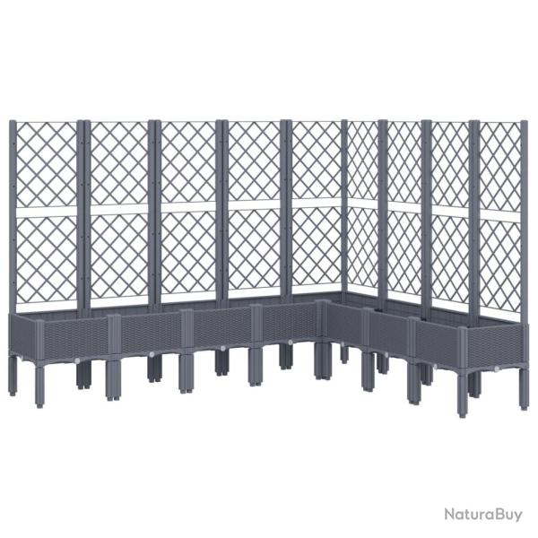 Jardini�re bac lit sur�lev� plantes fleurs terrasse jardin avec treillis 200 x 160 x 142 cm PP gris