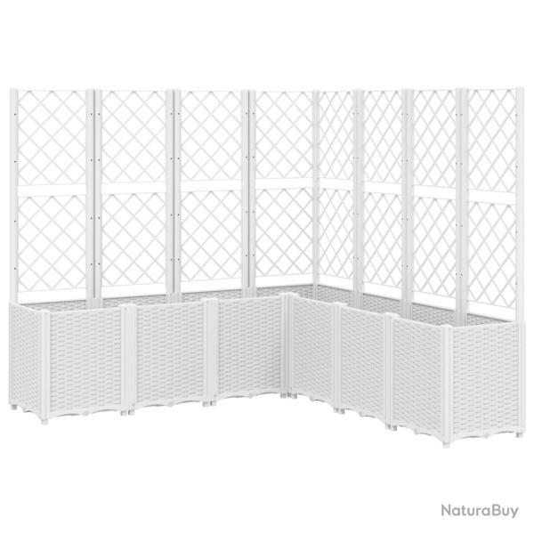 Jardini�re bac lit sur�lev� plantes fleurs terrasse jardin avec treillis 160 x 160 x 140 cm PP blan
