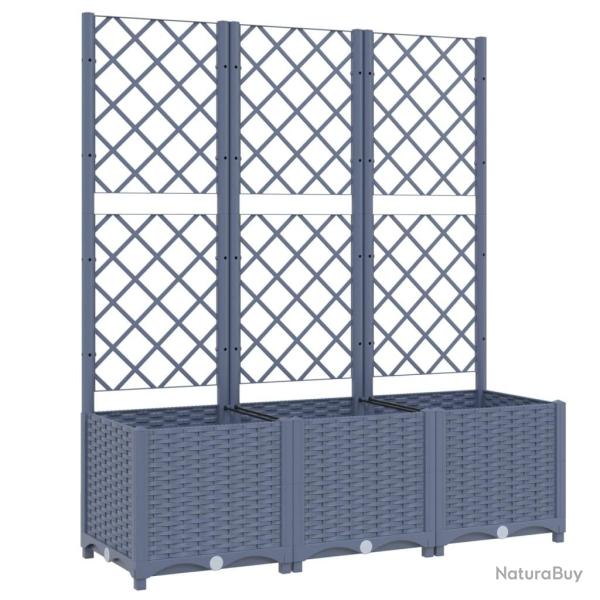 Jardini�re bac lit sur�lev� plantes fleurs terrasse jardin avec treillis 120 x 40 x 136 cm PP gris