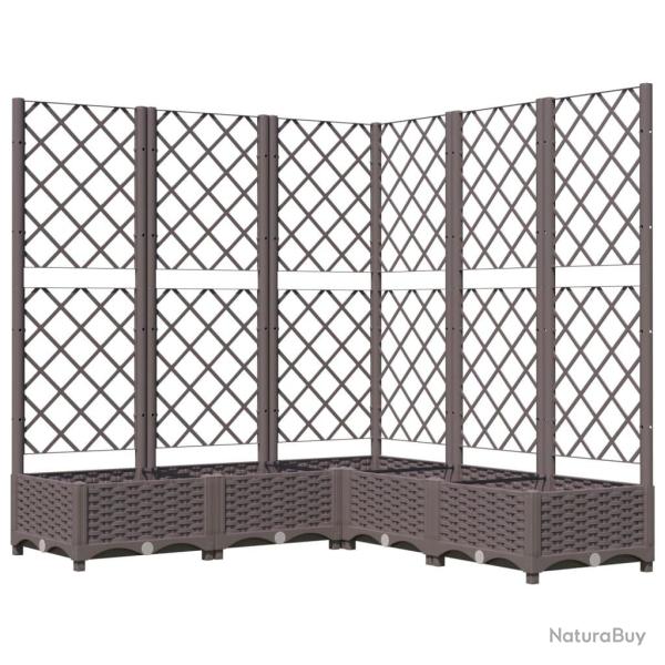 Jardini�re bac lit sur�lev� plantes fleurs terrasse jardin avec treillis 120 x 120 x 121,5 cm PP ma