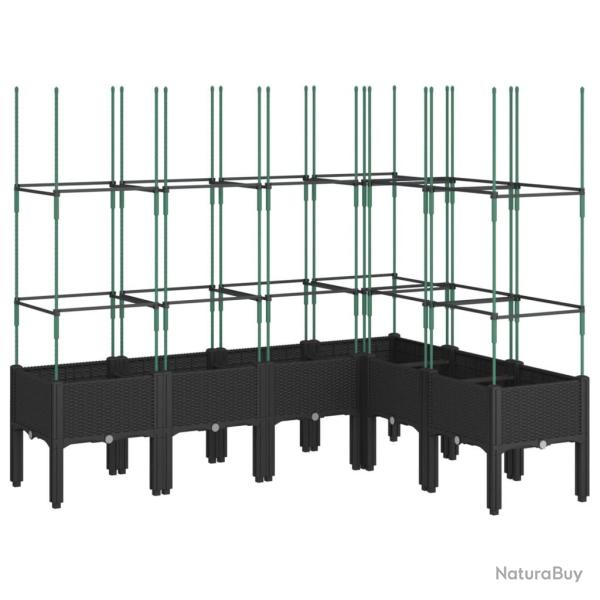 Jardini�re bac lit sur�lev� plantes fleurs terrasse jardin avec treillis 160 x 120 x 142,5 cm PP no